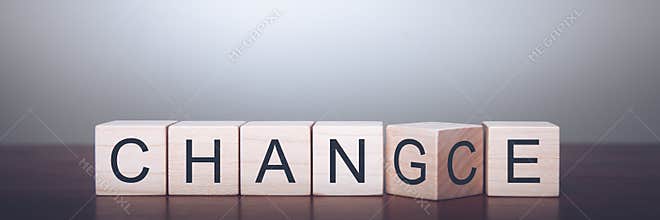 Wooden Blocks Chance Change Business Conceptt