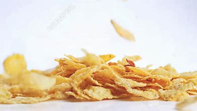 Corn flakes falling.