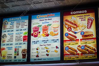 Dairy Queen and Orange Julius menu board