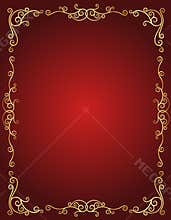Wedding invitation border in red and gold