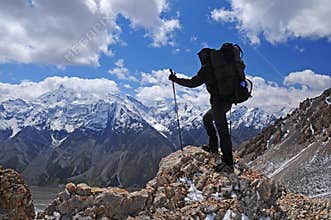 Young woman trekking in mountain
