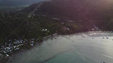 Philippine Paradise: Aerial Drone Views of Stunning Sunsets, Sunrises, and Tropical Beaches with Palm Trees