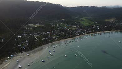 Philippine Paradise: Aerial Drone Views of Stunning Sunsets, Sunrises, and Tropical Beaches with Palm Trees