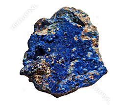 Azurite Cobalt Blue Stone Isolated on White