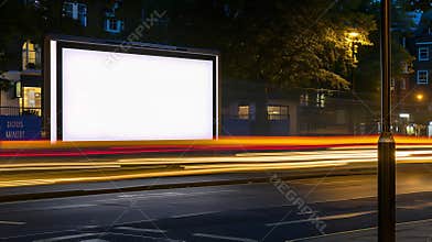 Generative AI Billboard with design space by the street of London, high quality image business concept.