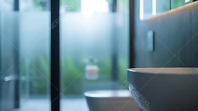 Generative AI Abstract blur defocused luxury and modern bathroom and toilet interior for background. business conc
