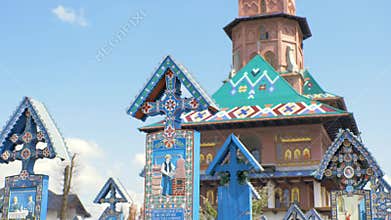 Steady Shot With Funny Tombstones and Merry Cemetery