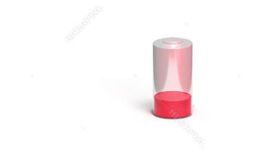 Battery charging. 3d battery with charge indicator. Seamless loop animation. Place for text.