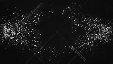 Shattered Word Economy. Explosion fractured loop animation. Alpha channel