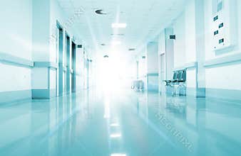 Rays of light in the corridor of the hospital
