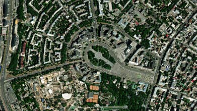 Earth zoom in from space to Kharkiv, Ukraine in Derzhprom