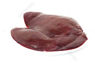 Raw beef liver isolated