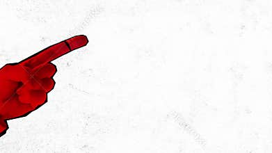 Animation. Stop motion. Empowerment and action. Importance of voting process. Red hand with cutting finger and