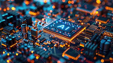 Artificial Intelligence and AI technology concept processor chip background LLMs