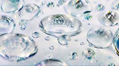 Capturing the essence of purity, a close-up on sparkling water droplets