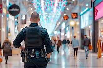 Security guard professional safety patrol man police employee mall safe business protect serve confident authority