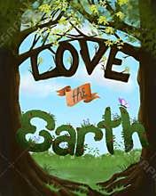 Love the Earth Nature Lettering Word Art