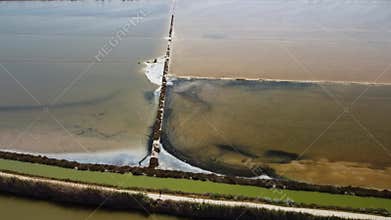 production of salt, salt pans and lake in Italy