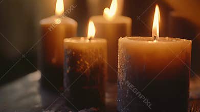 The gentle crackle of burning candles creating a soothing soundtrack to the creative process.