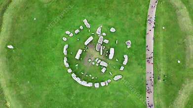 Birdseye Aerial View, Stonehenge Stone Structure, UNESCO World Heritage Site
