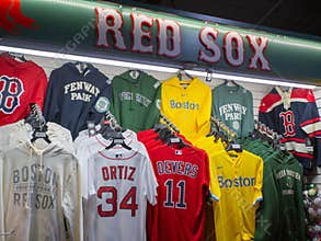 Sports Apparel on Display Inside Fenway Park in Boston