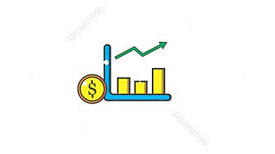 Animated Illustration of Closeup bar chart with dollar sign