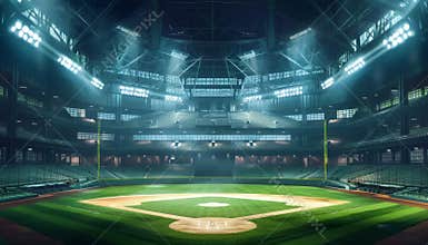 A baseball stadium with a crowd of people watching a game by AI generated image