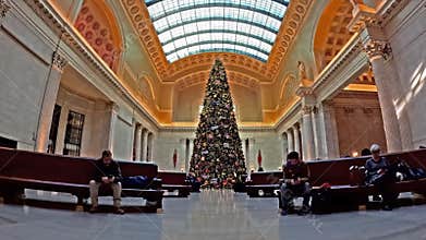 Passengers Sat in the Great Hall of Chicago Union Station