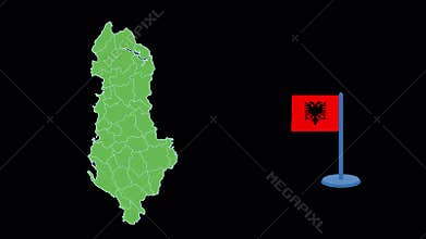 Albania Flag and Map Shape Animation