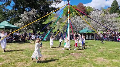 May day Maypole celebrations in Lustleigh Dartmoor Devon