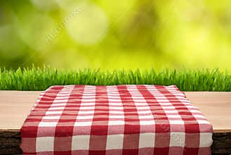 Picnic Table with cheched tablecloth
