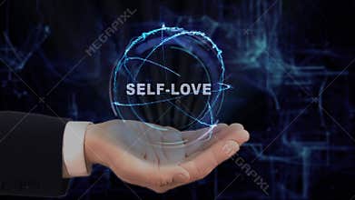 Painted hand shows Self-Love