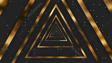 Polygon Luxury, pale grey color with gold black triangle repeater background, sparkling dots