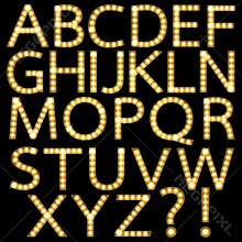 Set of Golden Broadway Light Bulb Alphabet