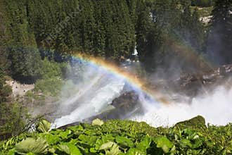 Double rainbow over Krimml Waterfalls, Austria