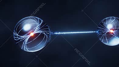 Physics quantum and quantum entanglement, 3d rendering