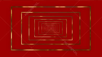 Luxury repeater background with golden lines on Red background. Gold Rectangles design.
