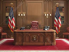 President USA news conception Prestigious Oval Office Workspace of the President of the United States in Illustrated