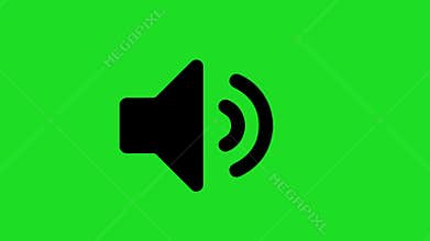 Black and white classic tv loud speaker volume up animation green screen