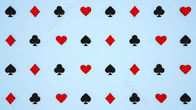 3D render of four playing card suits heart, spade, diamond and club