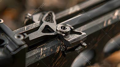 A series of closeups of an arrow rest demonstrating the precise engineering and smooth material that allows for clean