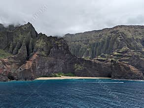 The Napali Coast and its beauty on a cloudy day