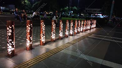 decorative lights in the Purwokerto park square