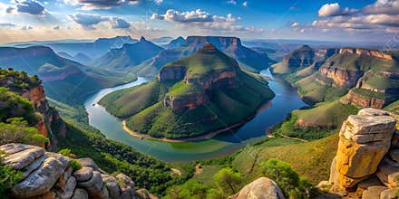 Panoramic picture of the Blyde river canyon in South Africa in the afternoon AI-Generated Content
