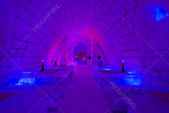 Ice bar in Lainio snow village in Yllasjarvi, Finl