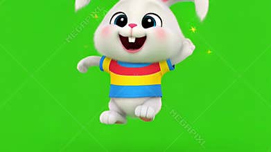 Happy 3D Cartoon Bunny Dancing on Green Screen – Fun Animated Character for Kids & Promo Videos
