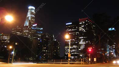 Los Angeles City Skyline at Night (Time-lapse)