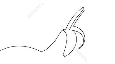 Animated tropical banana continuous line drawing minimal food loop