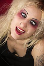 Crazy blonde goth girl selfie