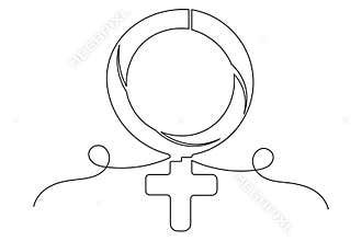 One line drawing female gender symbol minimalist continuous outline art
